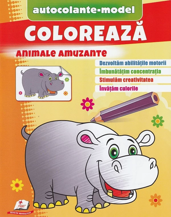 Coloreaza Animale amuzante + Autocolante model